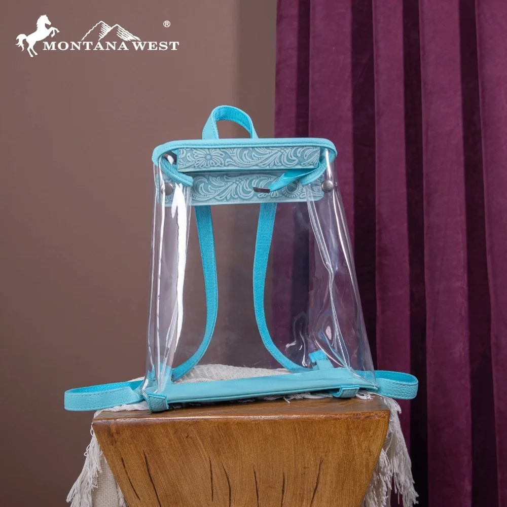 Montana West Western Clear Backpack- Turquoise